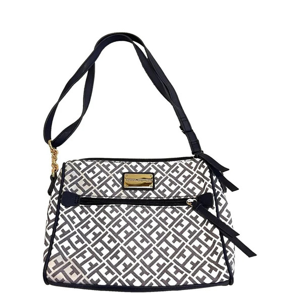 Tommy Hilfiger  Crossbody Sling Bag Womens Navy Jacquard SignatureAdjust Strap - Picture 1 of 12
